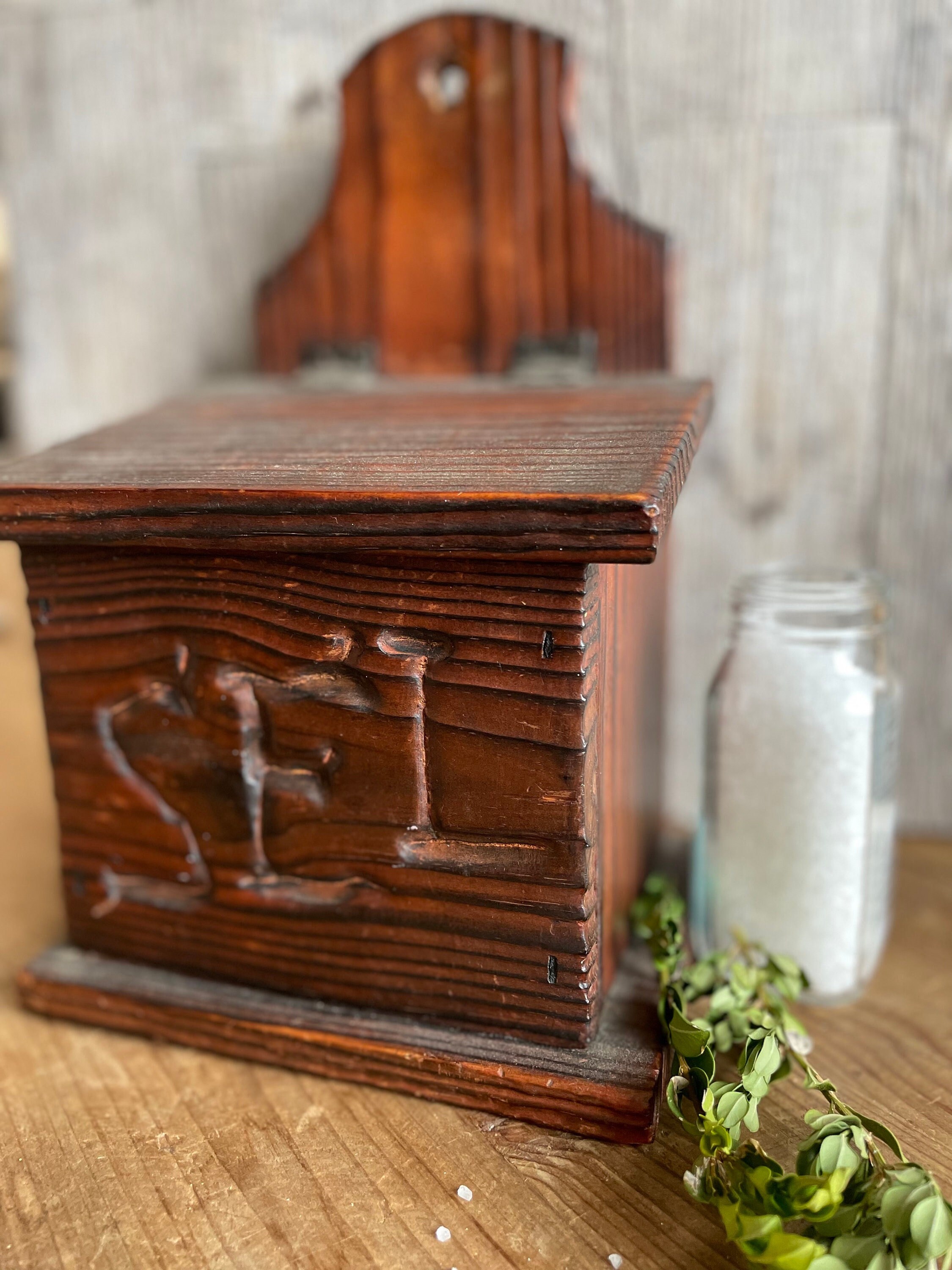 Antique, C.1900. Salt Box, French, Sel, Hospitality Symbol, Handcarved ...