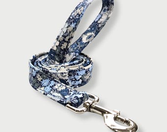 Liberty Thorpe Dog Lead -   Floral Dog Lead, Fresh Blues and Delicate Whites, Matching Collar available
