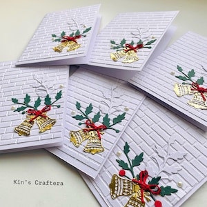 Cartes de Noël, cartes de vœux en relief, jeux de cartes de Noël en boîte, cloches de Noël, joyeux Noël, cartes de Noël. Fait main