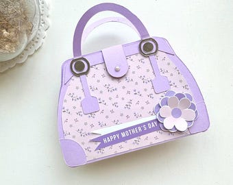 Handmade Mothers Day Paper Purse Gift Bag: Personalized Mum Card Holder for Mom