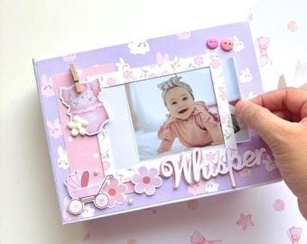 Baby Girl Scrapbook Album: Handmade Pastel Pink & White Memory Book