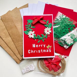 Kit de cartes de Noël à faire soi-même, cartes de Noël faites main, kits de cartes de fêtes, pack d'activités de Noël, faire votre propre carte, voeux de saison, cartes de couronne