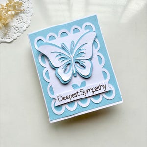 Carte papillon des plus sincères condoléances, Carte bleue de condoléances, Cartes de voeux faites à la main, Carte de décès, Désolé pour votre perte, Cadeaux funéraires