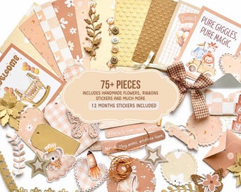 Gender Neutral Baby Junk Journal Kit:Scrapbooking Embellishment, Craft Ephemera