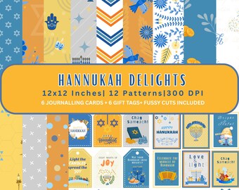 Hanukkah Digital Paper Pack - Instant Downloads for Scrapbooking and DIY Crafts