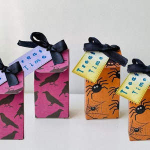 Halloween Mini Treat Boxes, Halloween Favor Boxes Candy , Treat Bags , Spooky Halloween Decorations,Halloween Candy Holder, Set of 4