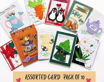 Greeting Card Grab Bag: 10 Assorted Handmade Occasion Cards Bundle