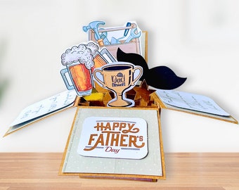 Fathers Day Cards 3D Pop Up Card Box Gift for Dad Toolbox Custom Gifts Grandpa Unique Best Dad Gift