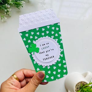 Cadeau pour professeur de la Saint-Patrick, porte-carte cadeau café, chance d'être enseigné par vous, carte tasse à café