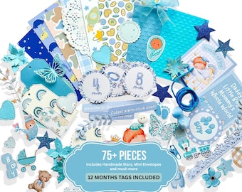Baby Boy Junk Journal Kit: Scrapbooking Embellishment, Craft Ephemera