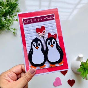Penguins Valentine Card, KISSES & ICY WISHES Card, Penguin Gifts, Funny Valentine&#39;s Day Cards,  Love Puns Card , Anniversary Greetings