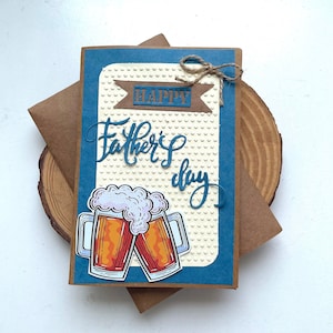 Beer Card for Dad, Happy Father&#39;s Day Card, Card for Dad, Birthday Card Dad, Embossed Handmade Cards