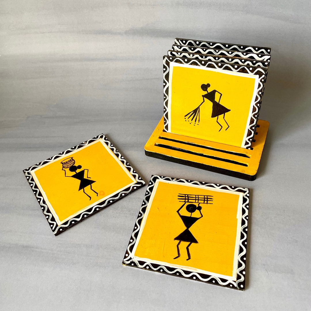 Warli Art Tea Coasters/ Wall Plates Handmade Coasters Hand Etsy