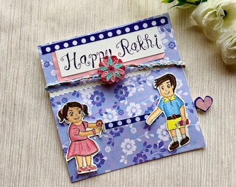 Handmade Rakhi with  Rakhi Card , Card for Brother,Gift for brother, Greeting Card for Sister, Unique  Slider Card with Envelope