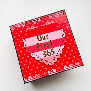 Our First Year Album, Premade Scrapbook Album for Anniversary/Valentines Day, Gift Handmade, Paper Anniversary Gift For Couples