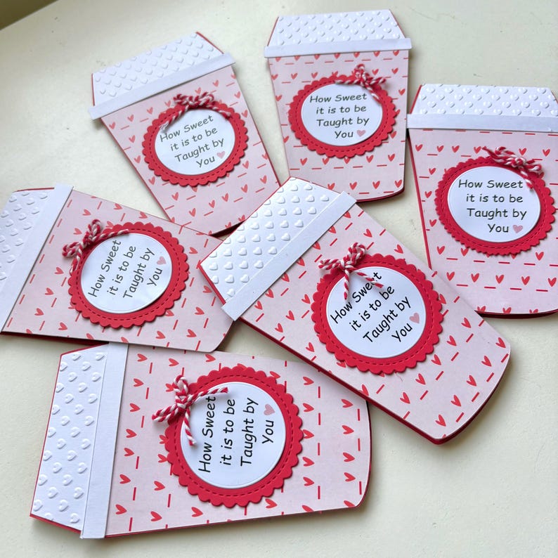 Cadeaukaarthouder Valentijn koffiekopje leraar: gepersonaliseerd valentijnscadeau, handgemaakt afbeelding 10