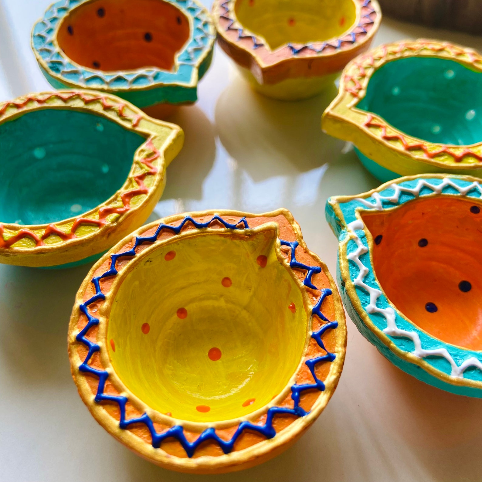 Hand painted Diwali Clay Lamps Pack Of 6 Etsy hand-painted-diwali-clay-lamps-pack-of-6-etsy