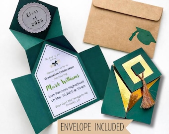Graduation Cap Invitation: Handmade Customizable Grad Party Invites (Set of 10)