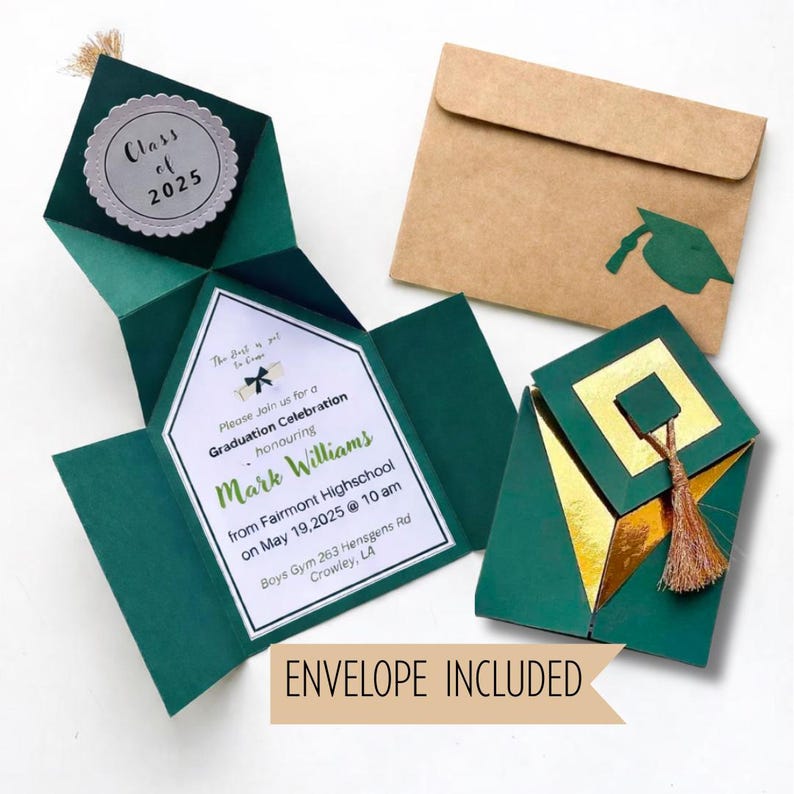 Graduation Cap Invitation: Handmade Customizable Grad Party Invites ...