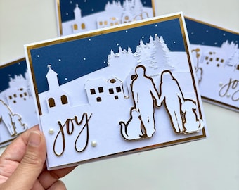 Christmas Village House Cards: Personalized Family Greetings