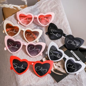 Custom Bridal Party Heart Shaped Sunglasses，Hen Party Glasses，Bachelor Party Gift,Bridesmaid gift