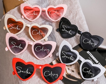 Gafas de sol personalizadas con forma de corazón para despedida de soltera, regalo para despedida de soltero y dama de honor.