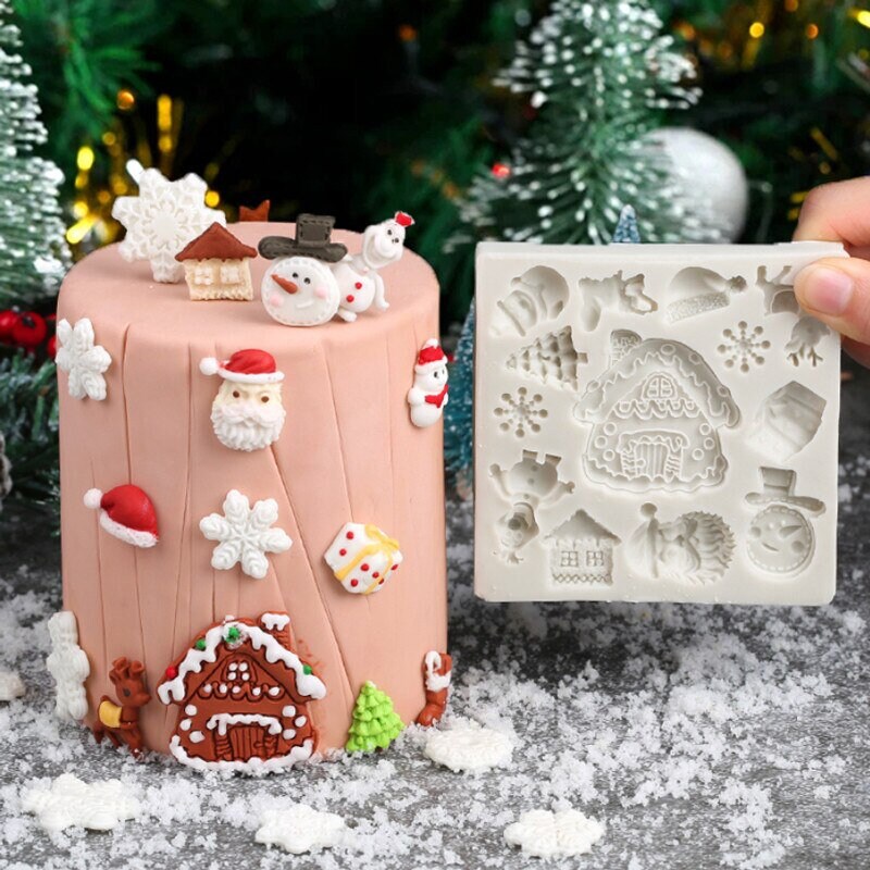 Christmas Silicone Fondant Baking Chocolate Decor Mold Cake Mould Snow Tree Deer