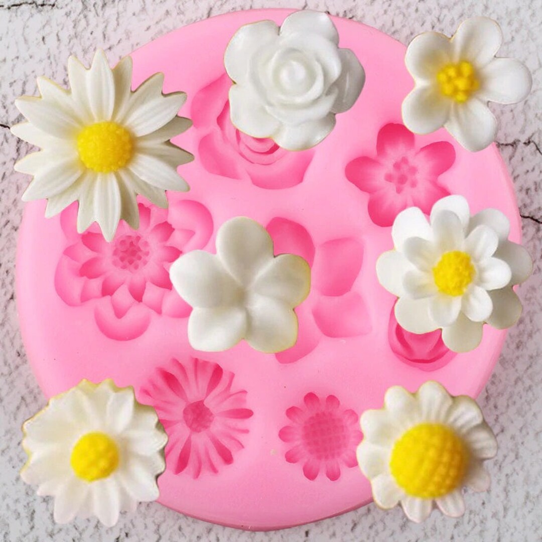 Flower Silicone Molds Plumeria Rose Daisy Chocolate Candy Clay Mold DIY