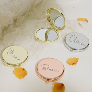 Regalo personalizado para mujer, espejo compacto, regalo de Navidad para ella, regalos de dama de honor, espejo de bolsillo grabado para mamá, despedida de soltera de boda