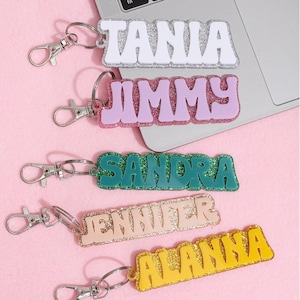Backpack Name Tag, Acrylic Keychain, Personalized Acrylic Name Tag, Diaper Bag Tag, Lunch Box Tag, Kids Tag, Retro Name Keychain