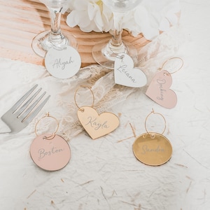 Party Drinks Charms, Personalised Heart Cocktail Charms, Engagement, Wedding, Birthday, Anniversary Place Names, Tag, Wine, Glass Markers