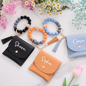 Pulsera personalizada Regalo personalizado Llavero Pulsera Billetera Pulsera de silicona Pulsera personalizada Regalos para ella Billetera personalizada Billetera personalizada Regalos