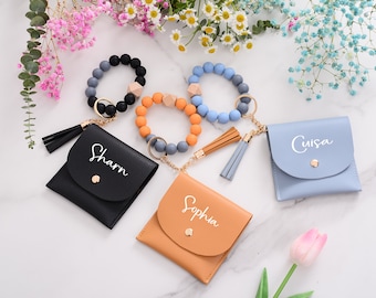 Personalisierte Brieftasche Benutzerdefinierte Geschenk Keychain Armband Brieftasche Silikon Armband Benutzerdefinierte Armband Geschenke für sie Personalisierte Brieftasche Benutzerdefinierte Brieftasche Geschenke