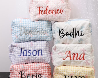 Bolsa de cosméticos floral personalizada, bolsa de maquiagem bordada com monograma, presentes para madrinhas, chá de panela, bolsa de higiene com monograma, bolsa de armazenamento