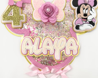 Personalisierte Minnie Maus Kuchen Topper: Rosa Glitter Geburtstag Party Dekor
