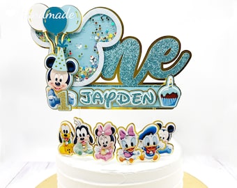 Handgemachte Baby Mickey & Minnie Mouse Shaker Cake Topper