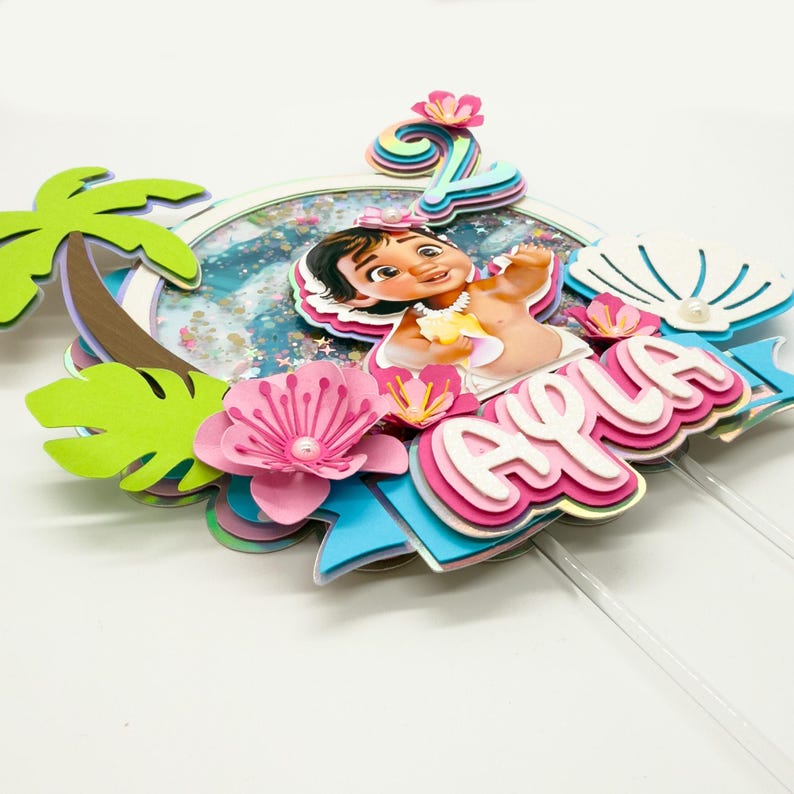 Personalized Moana Shaker Cake Topper: Moana's Party Handmade Party Decorations Bild 5