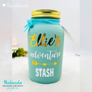 Adult Piggy Bank, Money Jar, Adventure Funds, Money Challenge, Mason Jar Bank, 32 ounces jar
