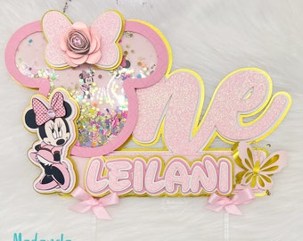 Handgemachte Minnie Maus Shaker Cake Topper: Pinke Tortendeko