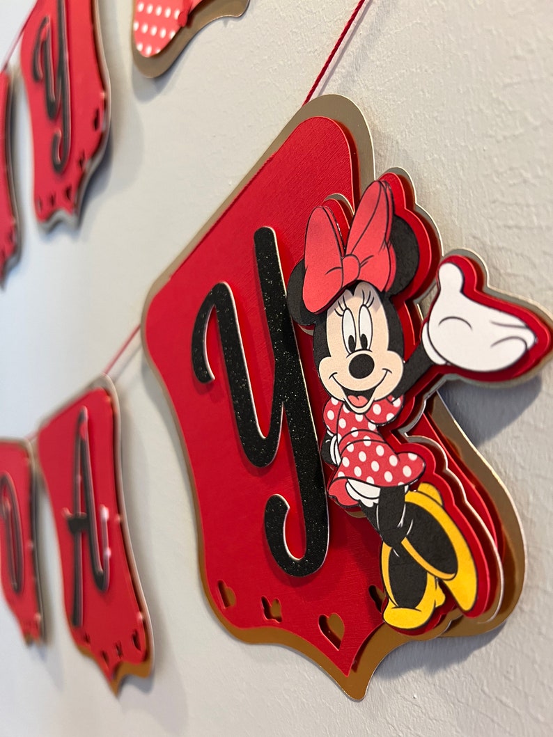 Minnie Mouse Happy Birthday Banner - Etsy