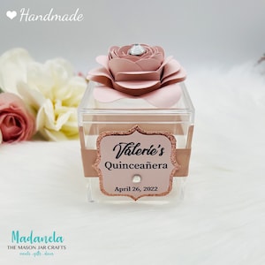 Personalized Acrylic Favor Boxes: Paper Flower, Quinceanera, Sweet Sixteen