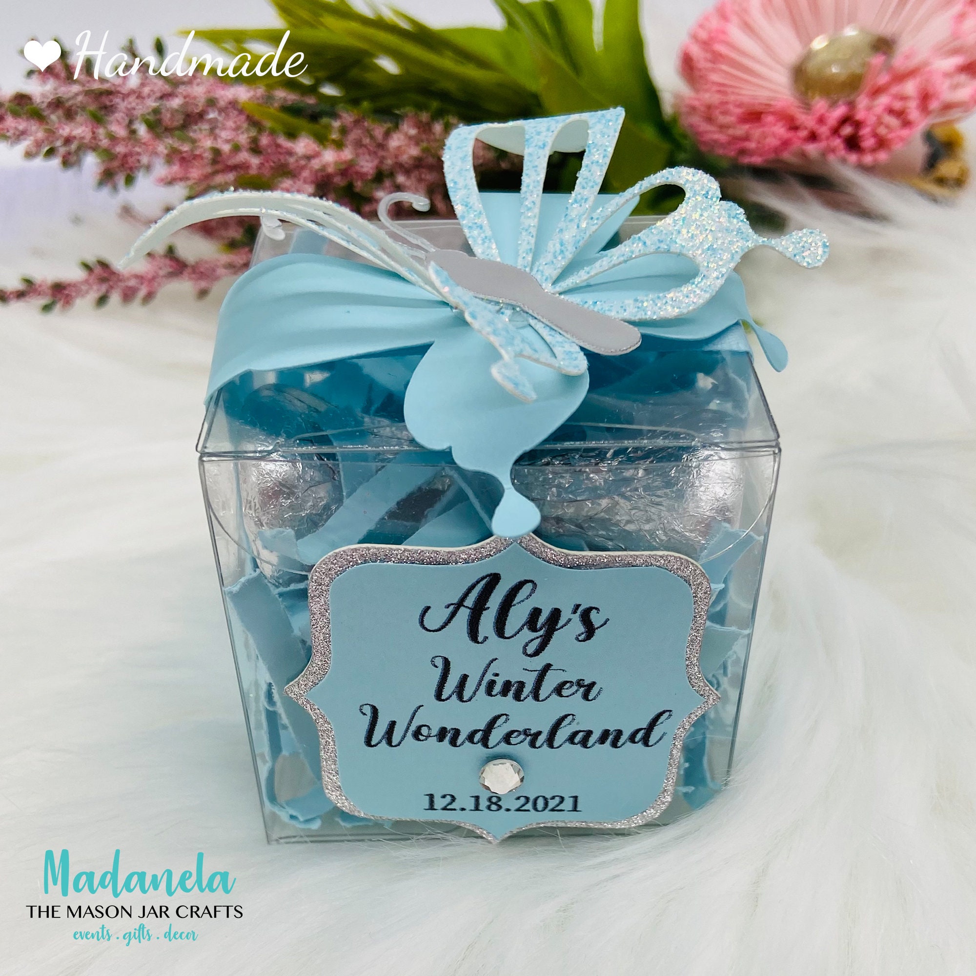 Personalized Butterfly Clear Party Favor Box For Quinceanera - Madanela