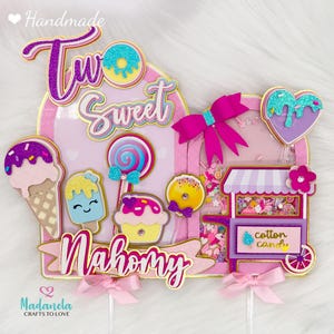Two Sweet Cake Topper: Carnival Birthday Party Decorations