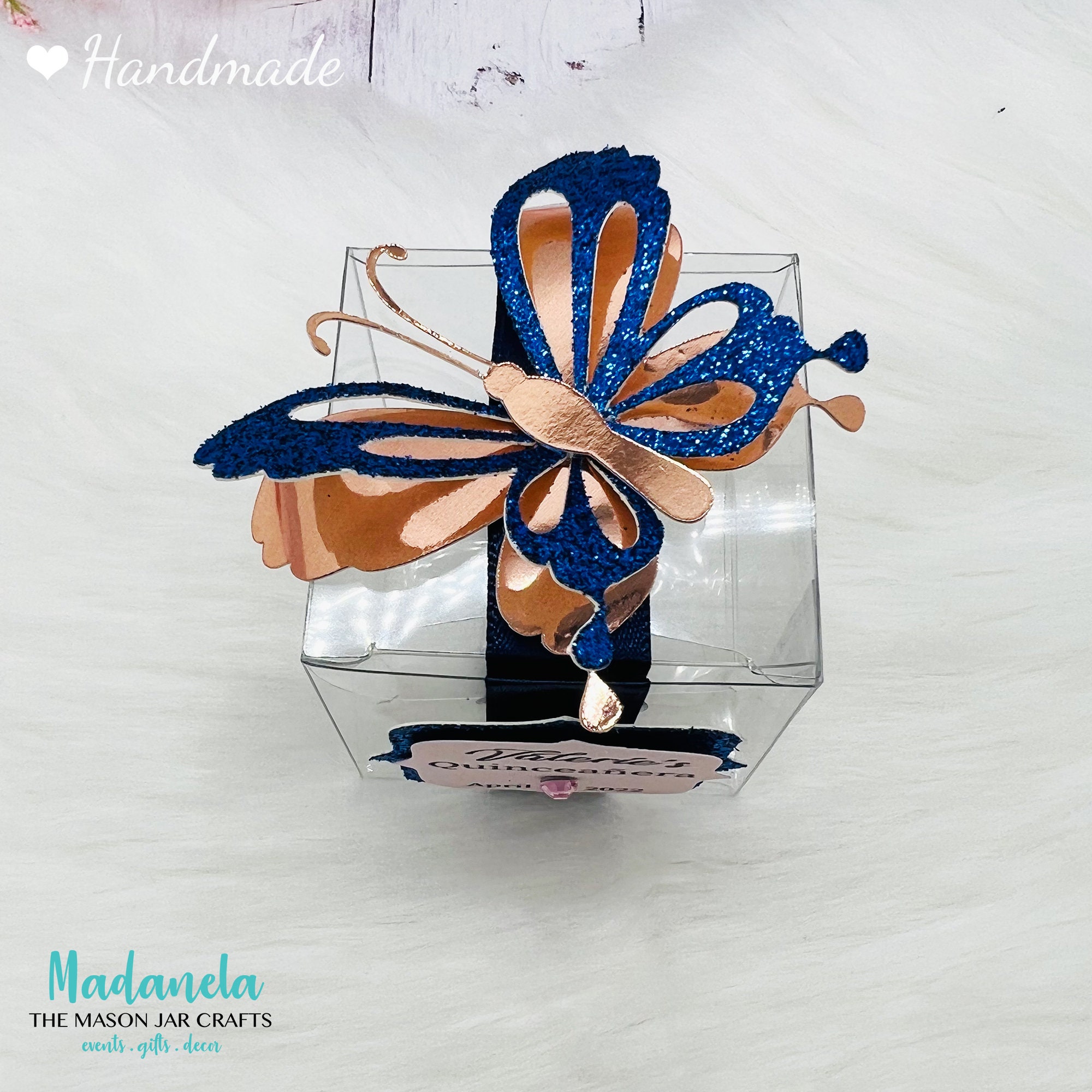 Personalized Butterfly Clear Party Favor Box For Quinceanera - Madanela