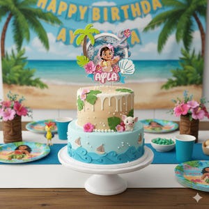 Personalized Moana Shaker Cake Topper: Moana's Party Handmade Party Decorations Bild 2