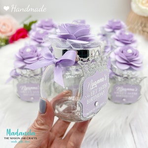 Personalized Glass Favor Jars with Lid: Princess Theme, Set of 10