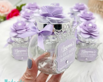 Jars with lid - Personalize Party Favors, Weddings Favors, Sweet Sixteen, Quinceanera, Baby Shower 10 Jars