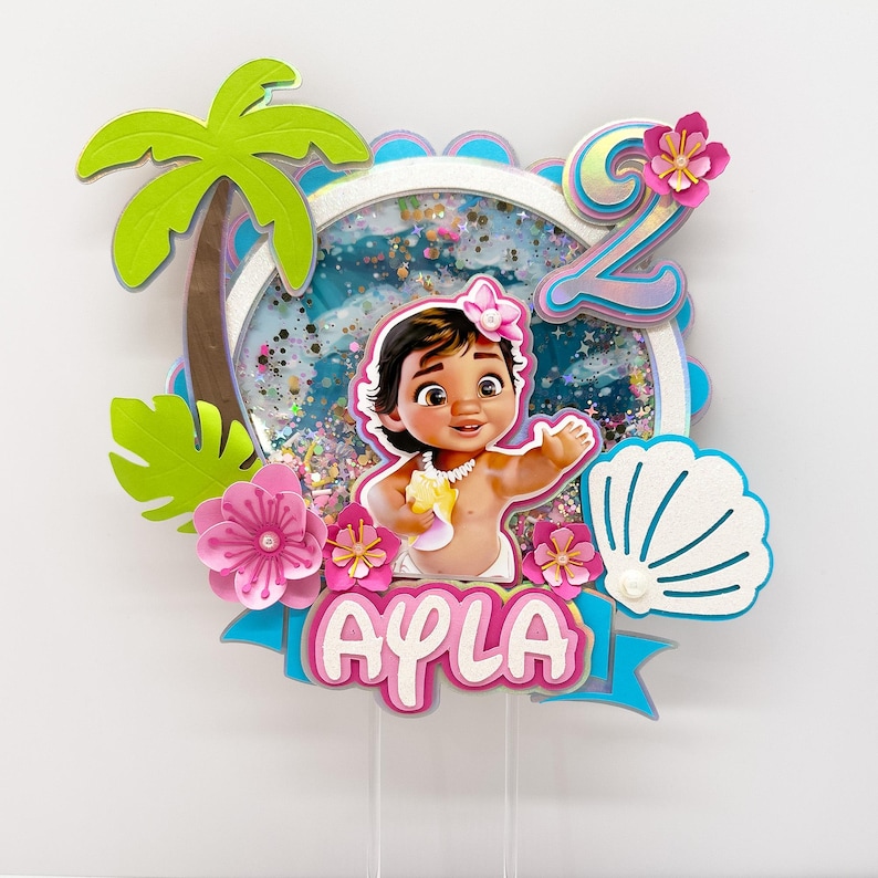 Personalized Moana Shaker Cake Topper: Moana's Party Handmade Party Decorations Bild 1
