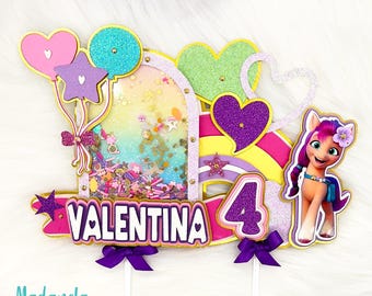Handgemaakte My Little Pony Shaker-taarttopper: gepersonaliseerde feestdecoratie