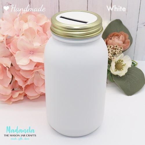 Personalized Mason Jar Piggy Bank: Handmade Savings Challenge Coin Jar